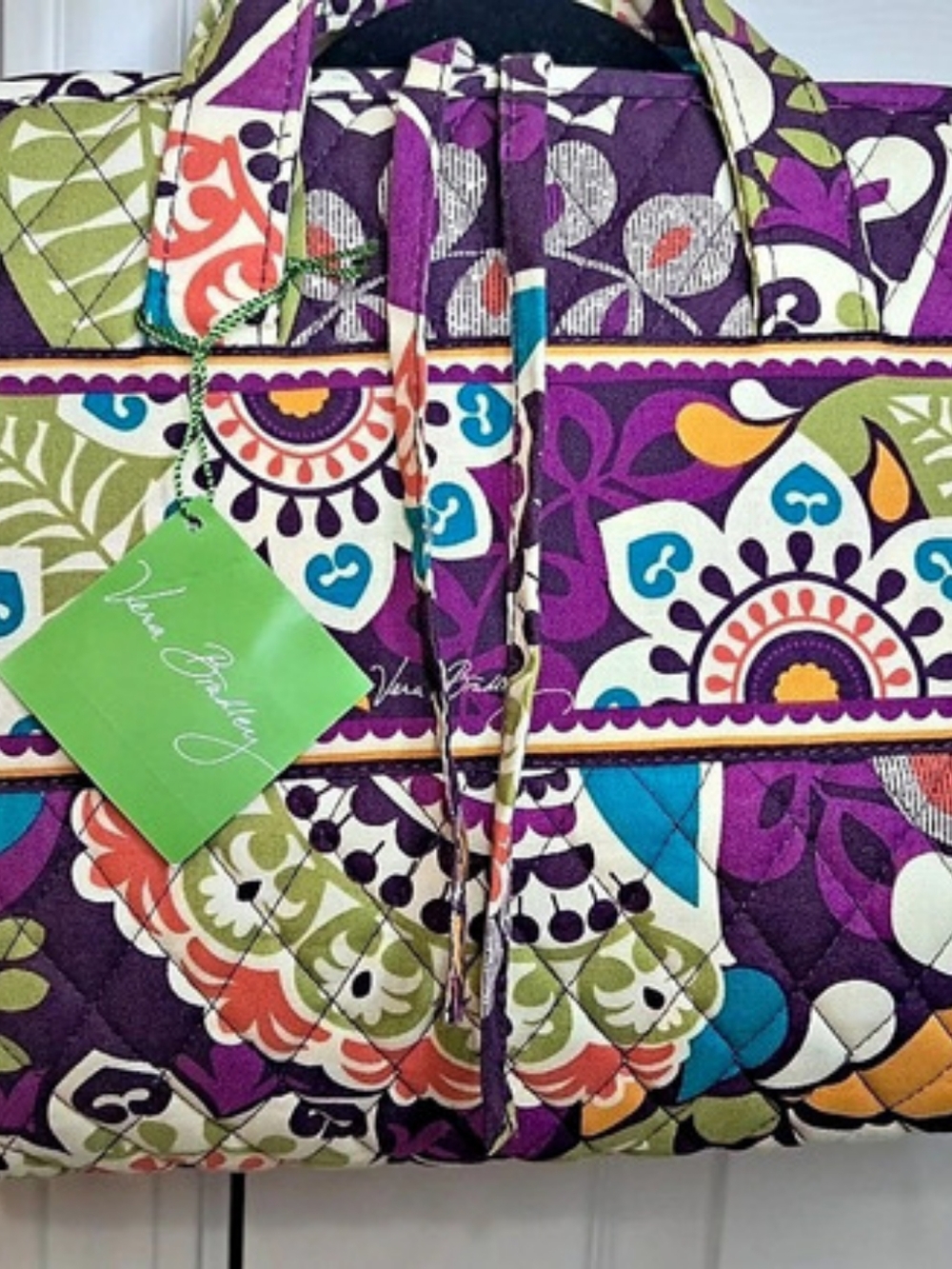 Vera Bradley Iconic Hanging Travel Organizer Purple & Green NWT Quiet Luxury